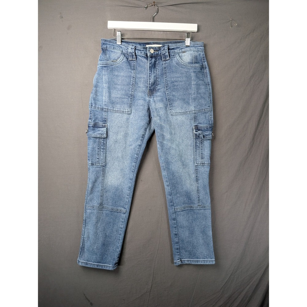 KanCan Womens Blue Cargo Straight Leg Denim Jeans KC7843D Size 9/28